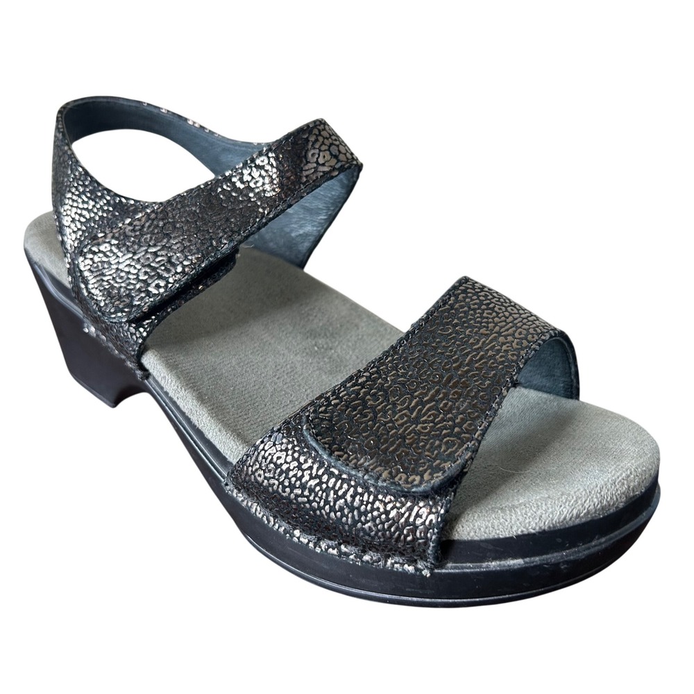 Dansko Sandals Size 37 US 6.5/7 Women Black Metallic Wedge Platform